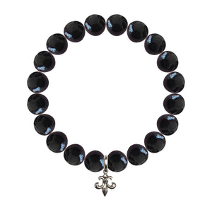Men's Bracelet Black Onyx Round Beads 8mm