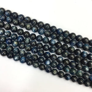 Black kyanite round beads 8mm  16 Inch strand