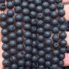 Matte Black Lava Stone Round Beads 8Mm