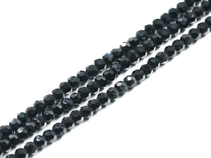 Thunder Polish Glass Crystal Black Faceted Rounds 4Mm