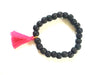 Lava Stone Black Tassel Bracelet 8Mm
