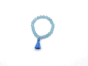 Treated Color Jade Transparent Light Blue Tassel Bracelet 8Mm