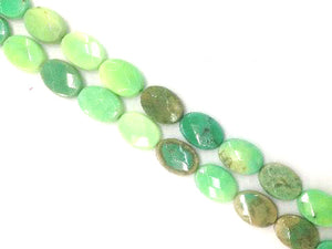 Green Grass Agate Faceted Flat Oval 13X18Mm