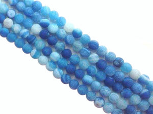 Matte Agate Light Blue Round Beads 8Mm