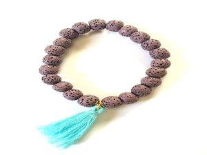 Lava Stone Purple Tassel Bracelet 8Mm