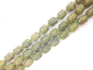 Shoushan Stone Green Carvde Beads 15X20Mm