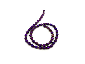 Hematite Coated Purple Faceted Rice 8X16Mm