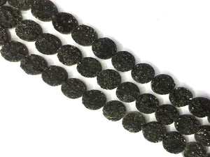 8 Inch Coated Agate Druzy Black Puff Coin 18Mm