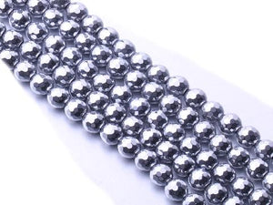 Hematite Silver Faceted Rounds 2Mm