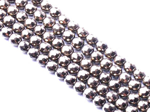 Hematite Light Gold Faceted Rounds 6Mm