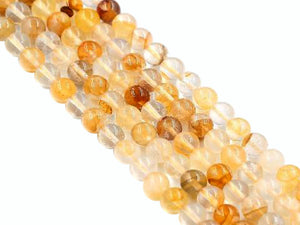 Matte Natural Yellow Quartz Round Beads 16Mm