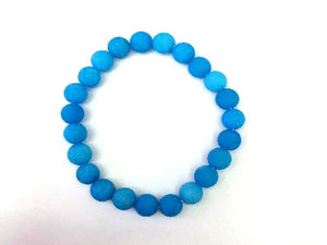 Matte Color Jade Blue Bracelet 6Mm