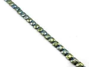 Hematite Green Faceted Square 10Mm