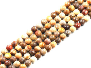 Wooden Fossil Faceted Beads 12Mm