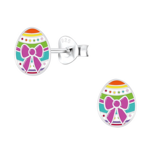 Silver Easter Egg Stud Earrings