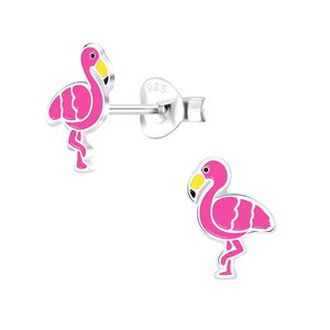 Silver Flamingo Stud Earrings