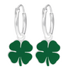 Silver Clover Charm Hoop Earrings