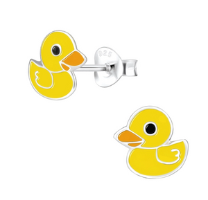 Silver Duck Stud Earrings