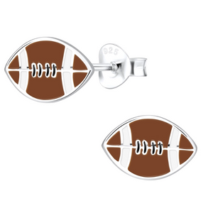 Silver American Football Stud Earrings