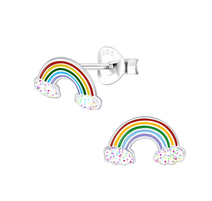 Silver Rainbow Glitter Stud Earrings