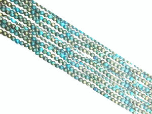 Silver Pyrite Skyblue Round Beads 4Mm