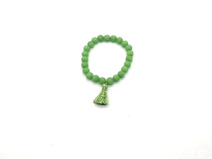 Matte Treated Color Jade Green Tassel Bracelet 8Mm