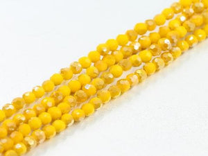 Thunder Polish Glass Crystal Yellow Faceted Rounds 4Mm