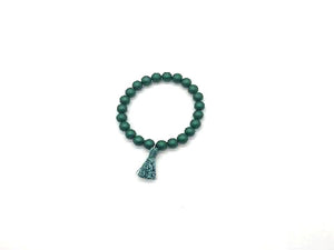 Matte Sgell Pearl Dark Green Tassel Bracelet 8Mm