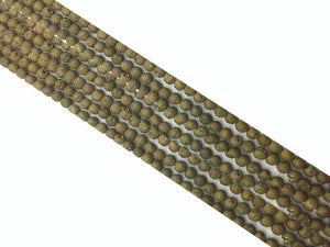 Matte Agate Druzy Gold Round Beads 6Mm