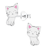 Silver Cat Stud Earrings