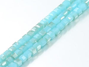 Thunder Polish Glass Crystal Blue Faceted Cube(60Cm) 6X6Mm