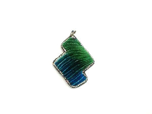 Treated Color Bamboo Coral Blue Green Pendant 38X52Mm