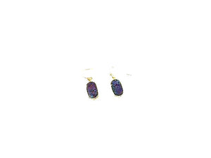 Agate Druzy Purple Blue Earring A Pair 8X18Mm