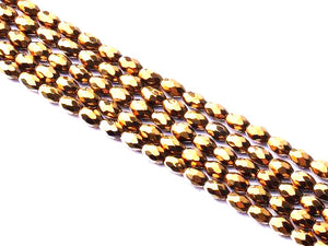 Hematite Gold Faceted Rice 5X8Mm