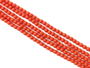 Resin Red Bamboo Coral Round Beads 6Mm