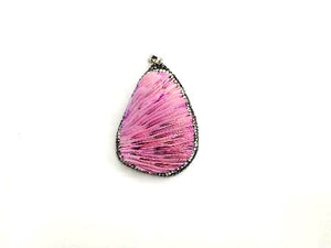 Treated Color Bamboo Coral Pink Pendant 40X45-40X60Mm