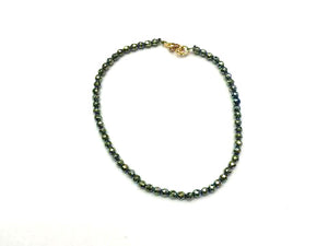 Hematite Green Faceted Rounds Bracelet 3Mm