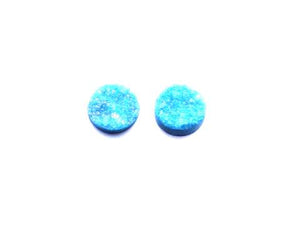 Crystal Quartz Druzy Blue Round Beads Ring Surface