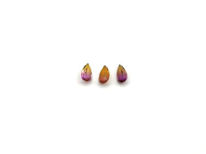 Glass Purple Yellow Flat Teardrop Ring Surface 7X9Mm