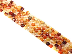 Carnelian Faceted Square 12Mm