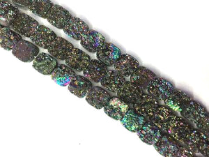 8 Inch Coated Agate Druzy Rainbow Square 10Mm