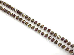 Glass Gold Purple Faceted Roundel 5X8Mm
