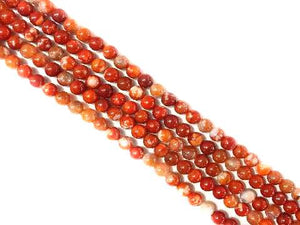 Lce Agate Orangered Round Beads 6Mm