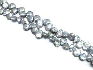 Fresh Water Pearl 6A Gray Button Shaped 12X20-12X16Mm