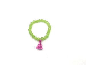 Treated Color Jade Transparent Apple Green Tassel Bracelet 8Mm