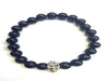 Blue Gold Stone Silver Skull Beadad Bracelet 8Mm