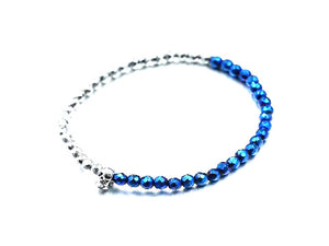 Hematite Blue Siver Bracelet 3Mm
