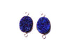 Crystal Quartz Druzy Sapphire Pendant(Flat Oval) 10X14Mm