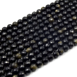 Golden Rainbow Obsidian Faceted round beads 12mm
