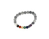 Matte Gray Cloudy Quartz 7 Chakras Bracelet 6mm